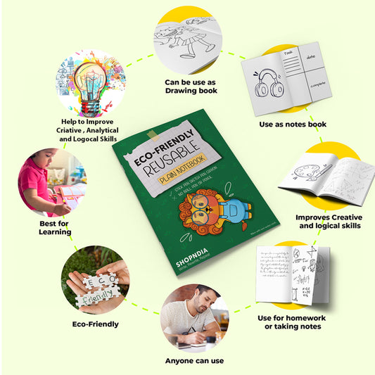 Eco-friendly kids reusable plain notebook