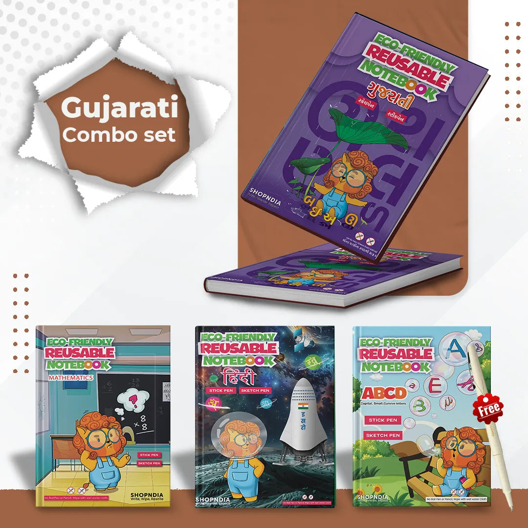 Reusable Notebooks for Kids Handwriting Improvement - Gujarat Combo - Set of 4