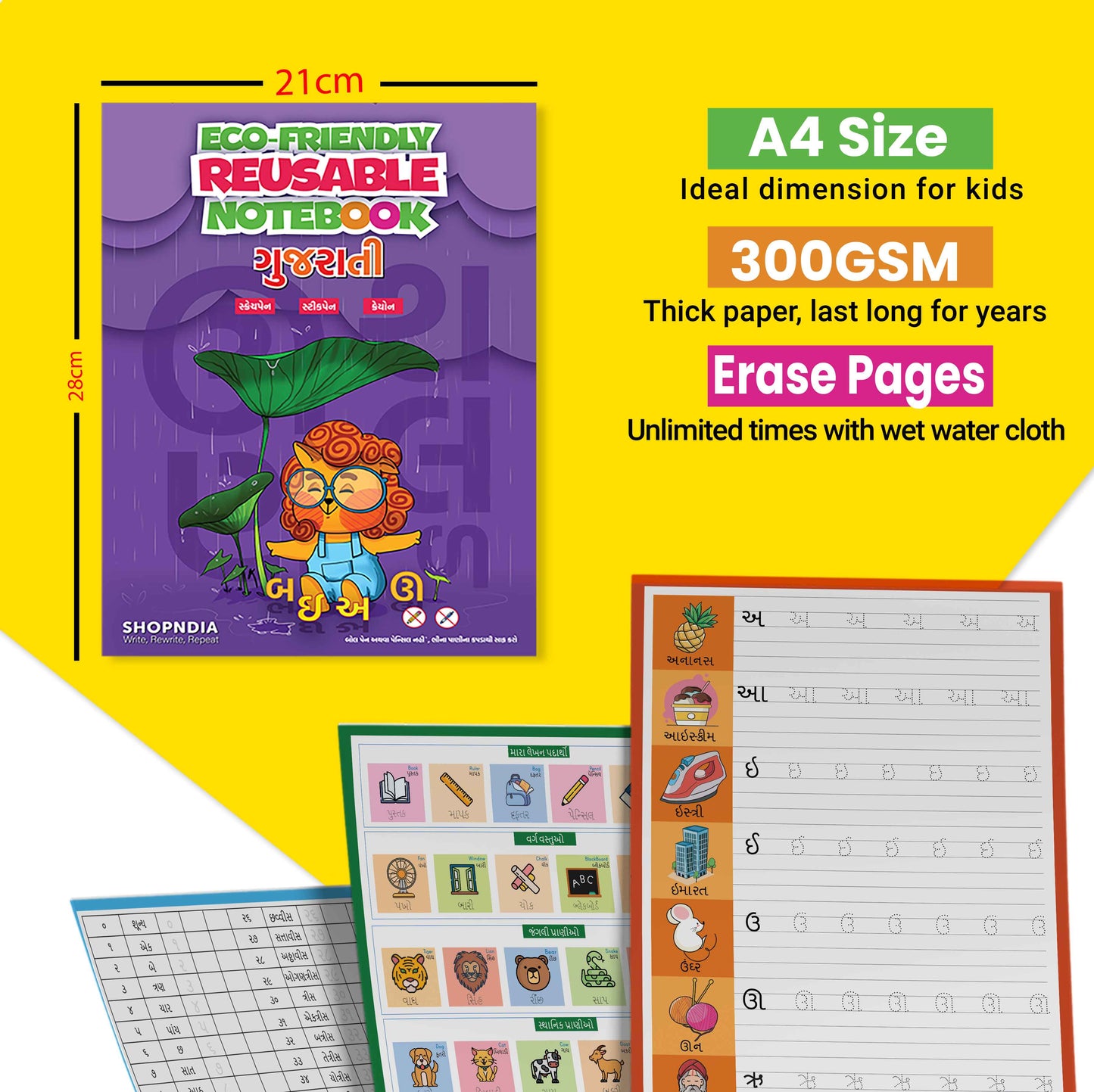 Eco-friendly kids reusable for handwriting improvement