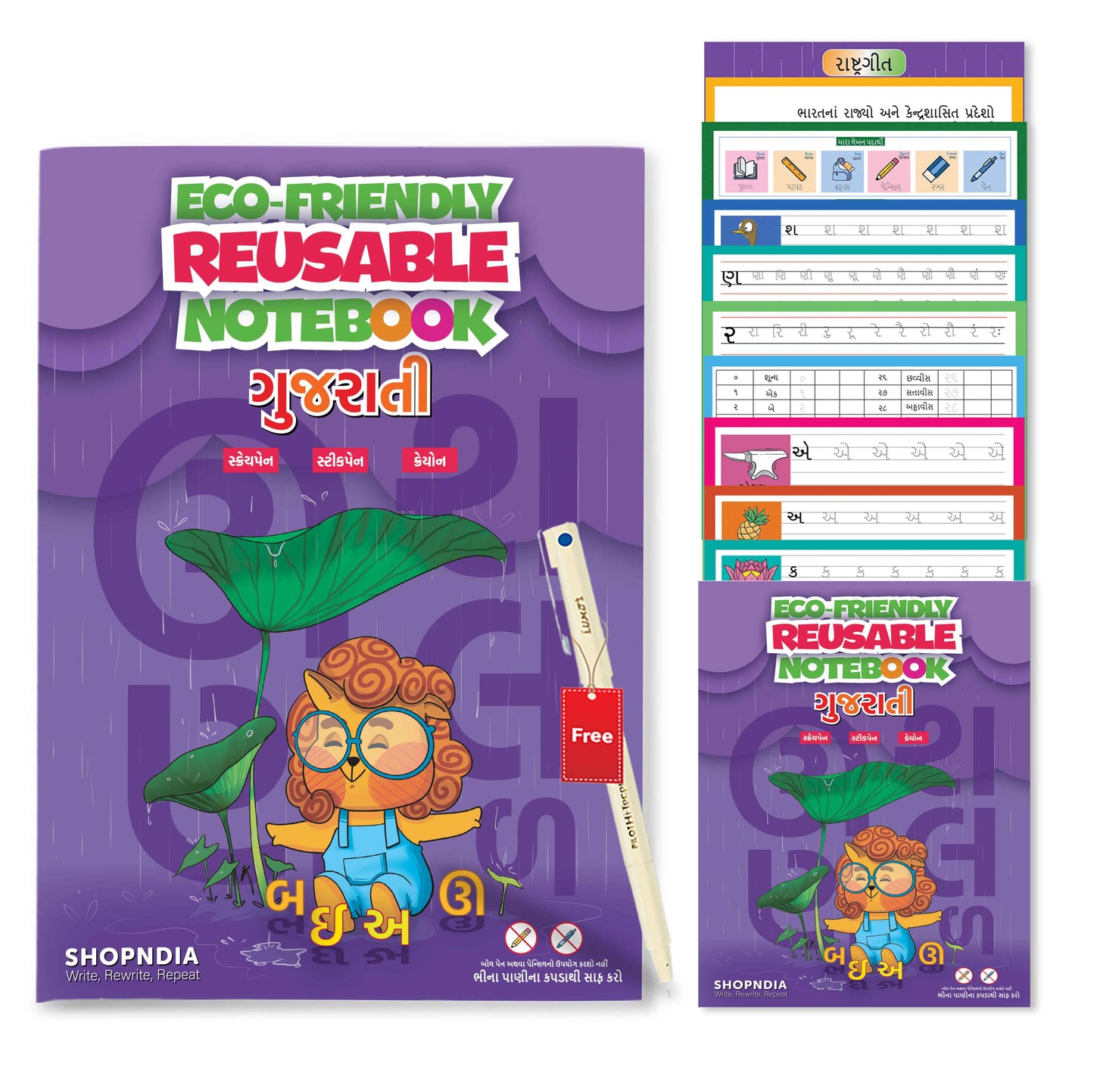 Eco-friendly kids gujrati reusable book