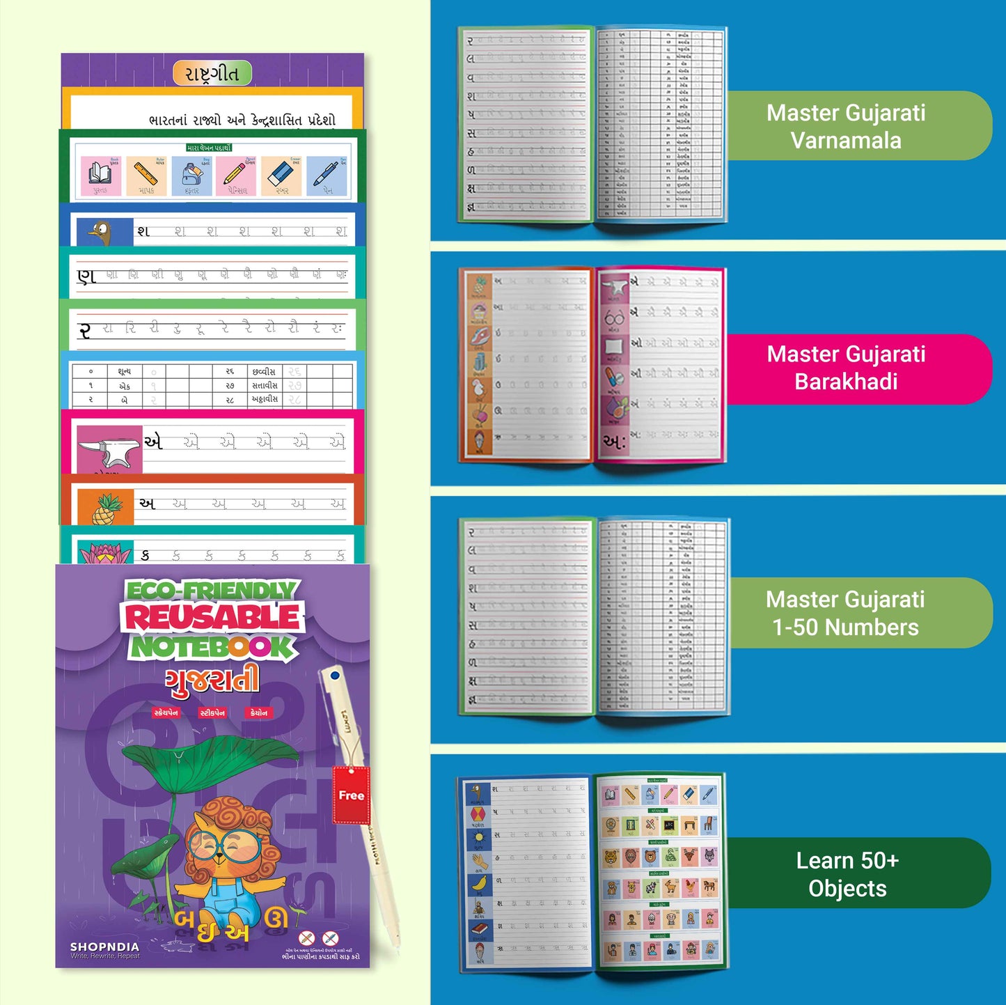 Eco-friendly kids reusable for handwriting improvement