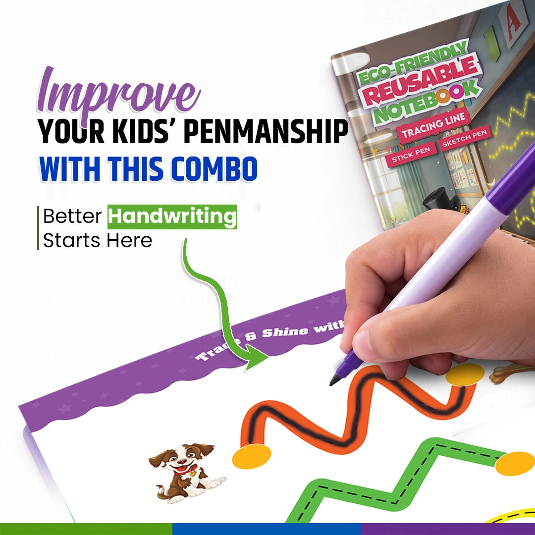 Shopndia Reusable Tracing Line Book for Kids – Letters, Numbers, Shapes & Lines