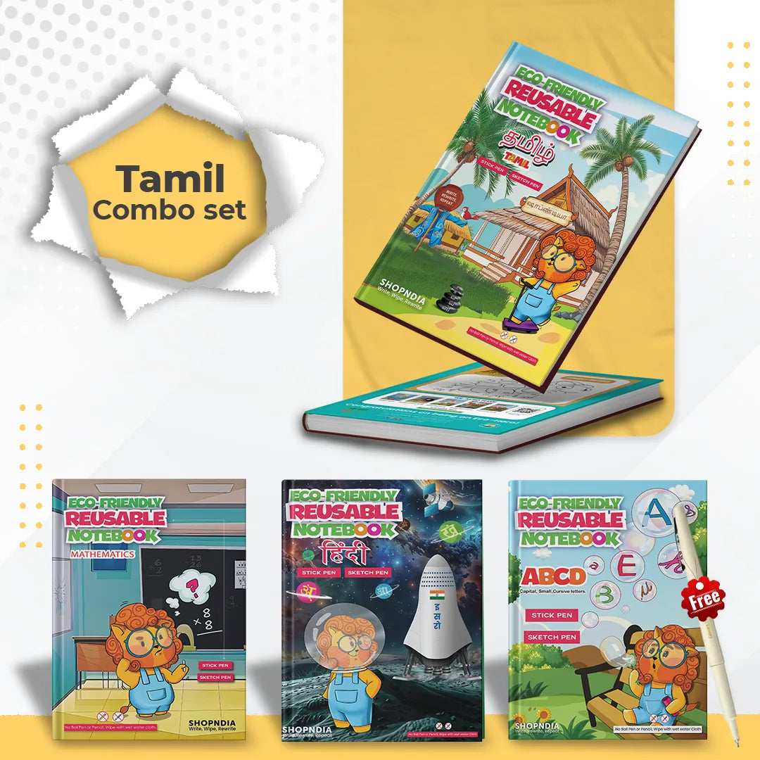 Tamil Combo Eco Friendly Reusable Notebooks for Handwriting & Learning Skills Improvement