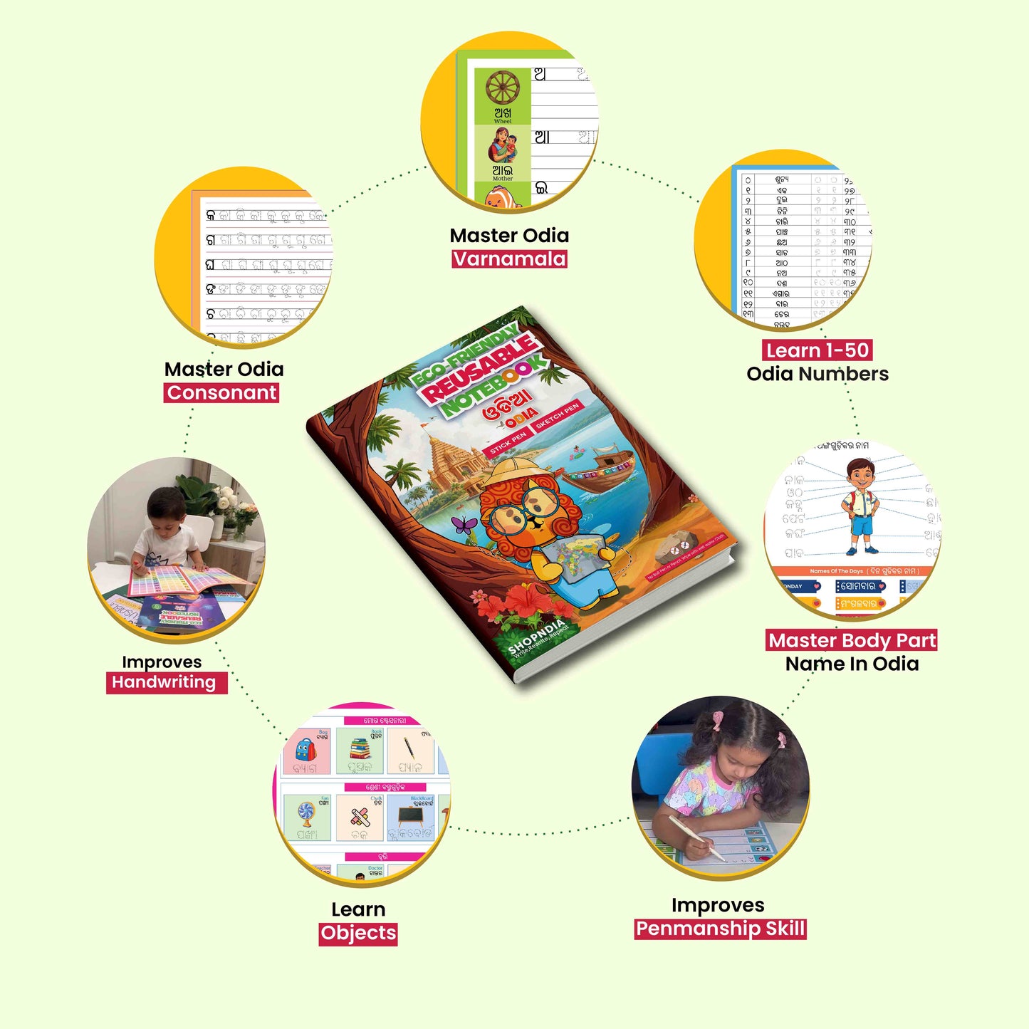Reusable Notebooks for Kids Handwriting Improvement - Odia Combo - Set of 4