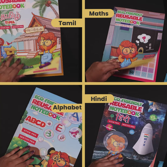 Tamil Combo Eco Friendly Reusable Notebooks for Handwriting & Learning Skills Improvement