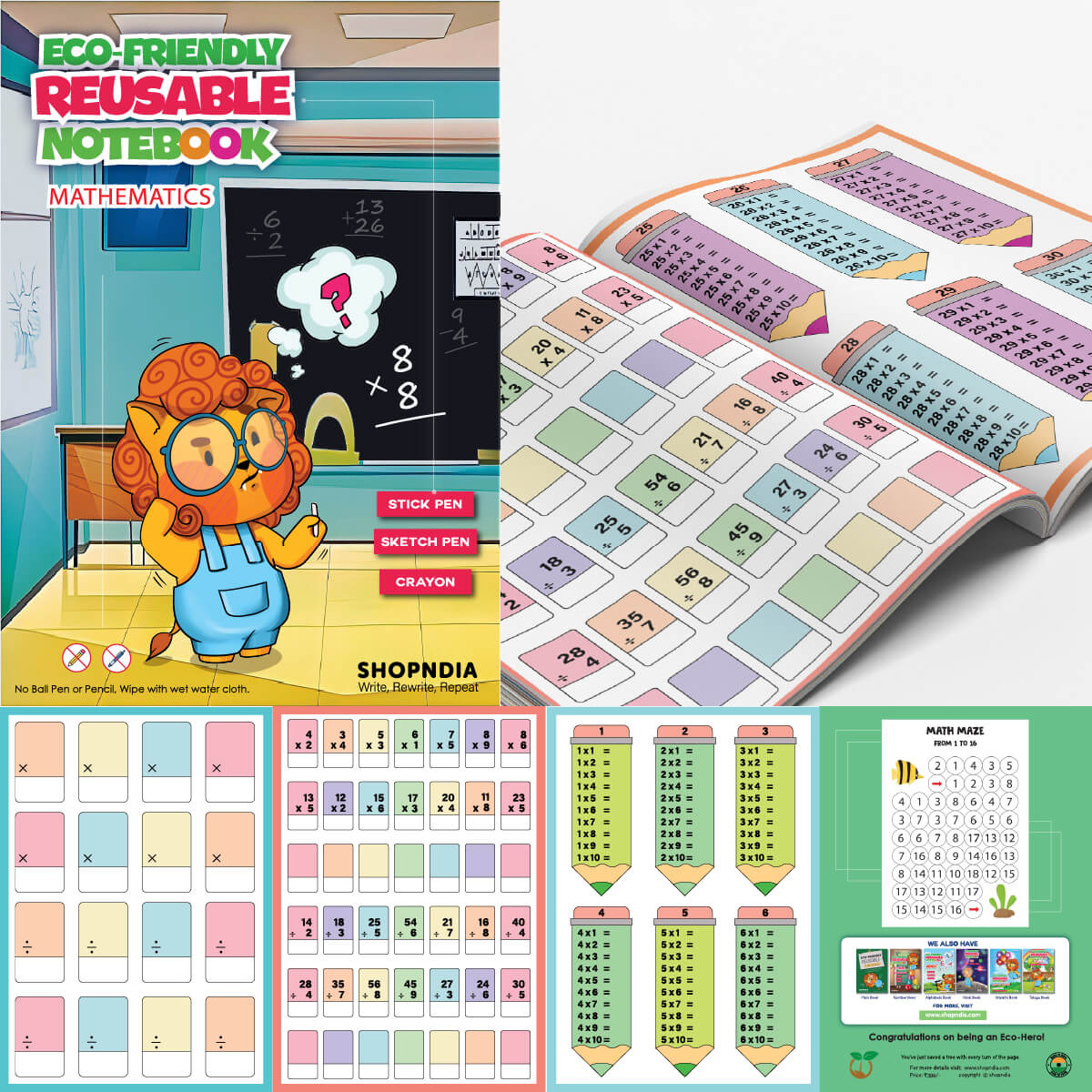 Reusable Notebooks for Kids Handwriting Improvement - Hindi Combo - Set of 4