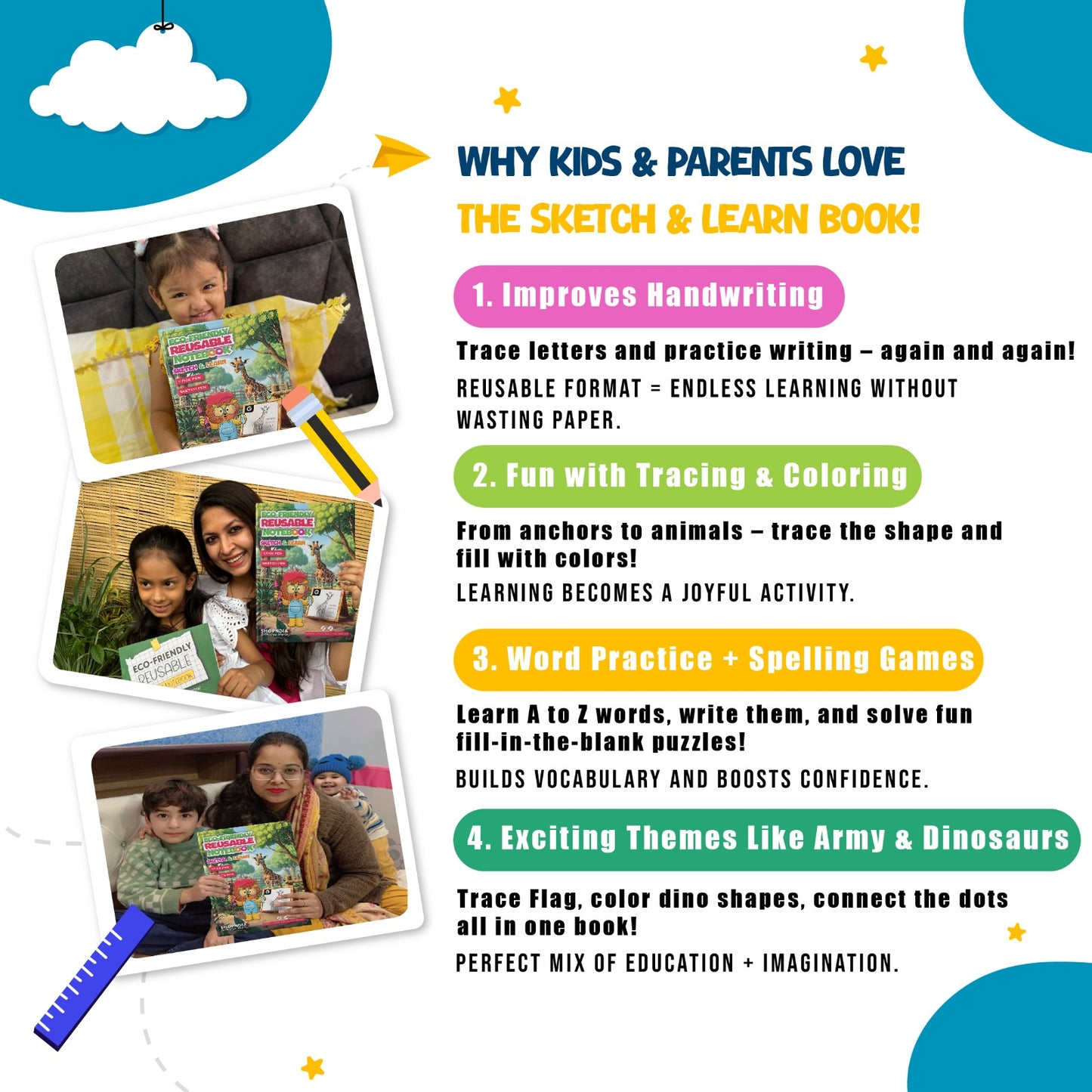 Shopndia's Eco-Friendly Reusable Sketch and Learn Book ( Limited Time Offer)