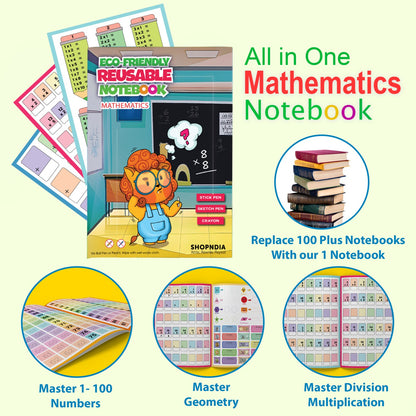 Eco-friendly kids All in one mathmatics reusable notebook