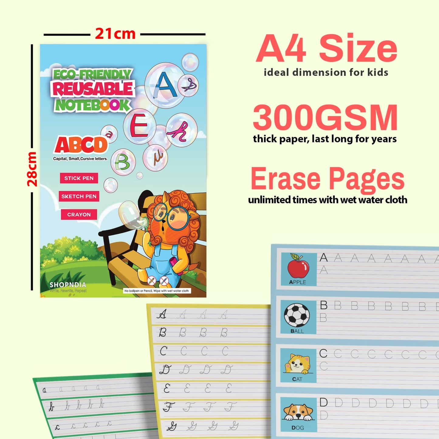 Eco-friendly kids reusable for handwriting improvement - Alphabets book