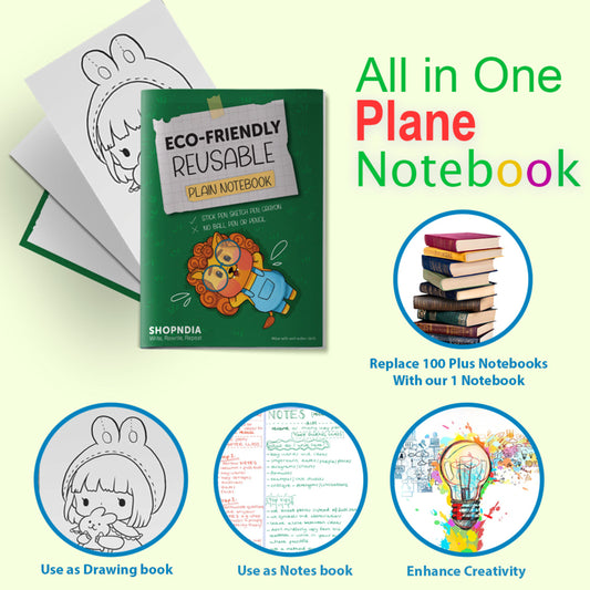 Eco-friendly kids reusable plain notebook