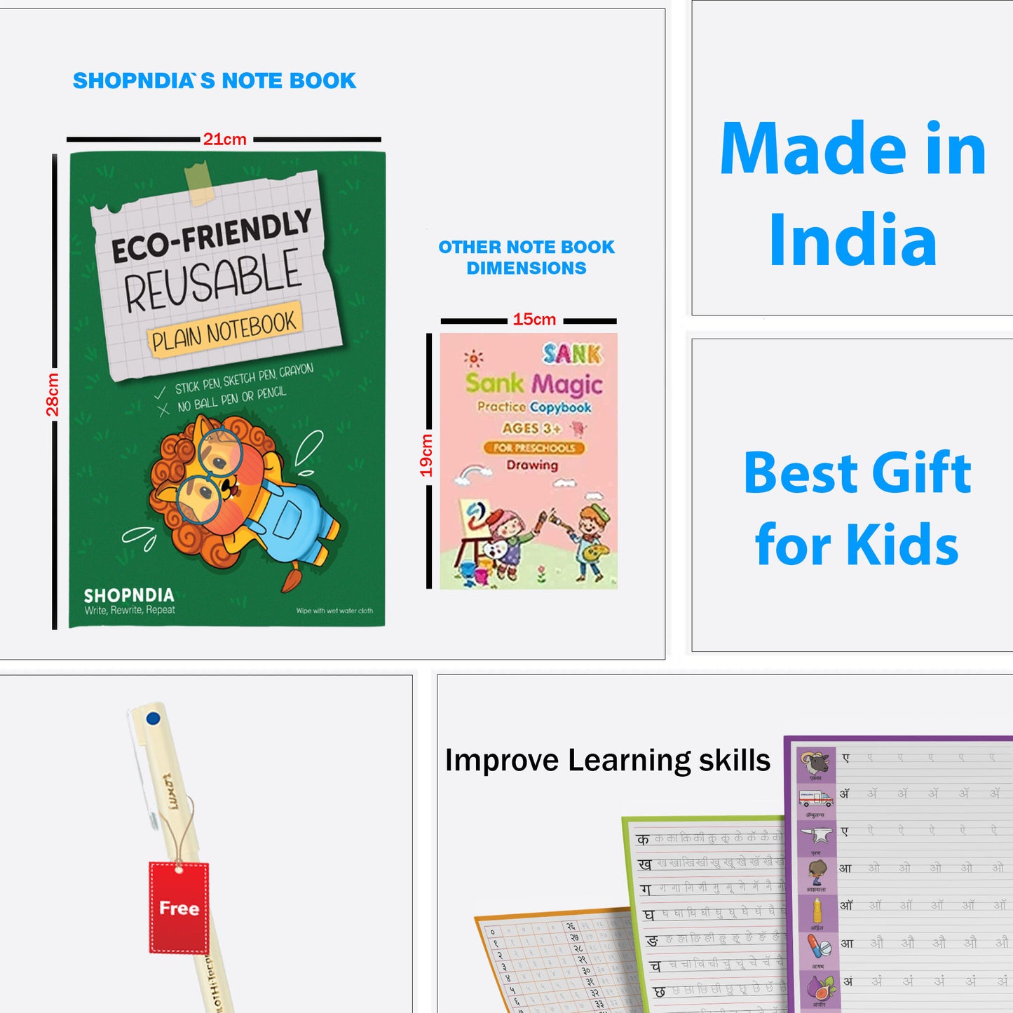 Shopndia Eco-friendly kids reusable plain book 