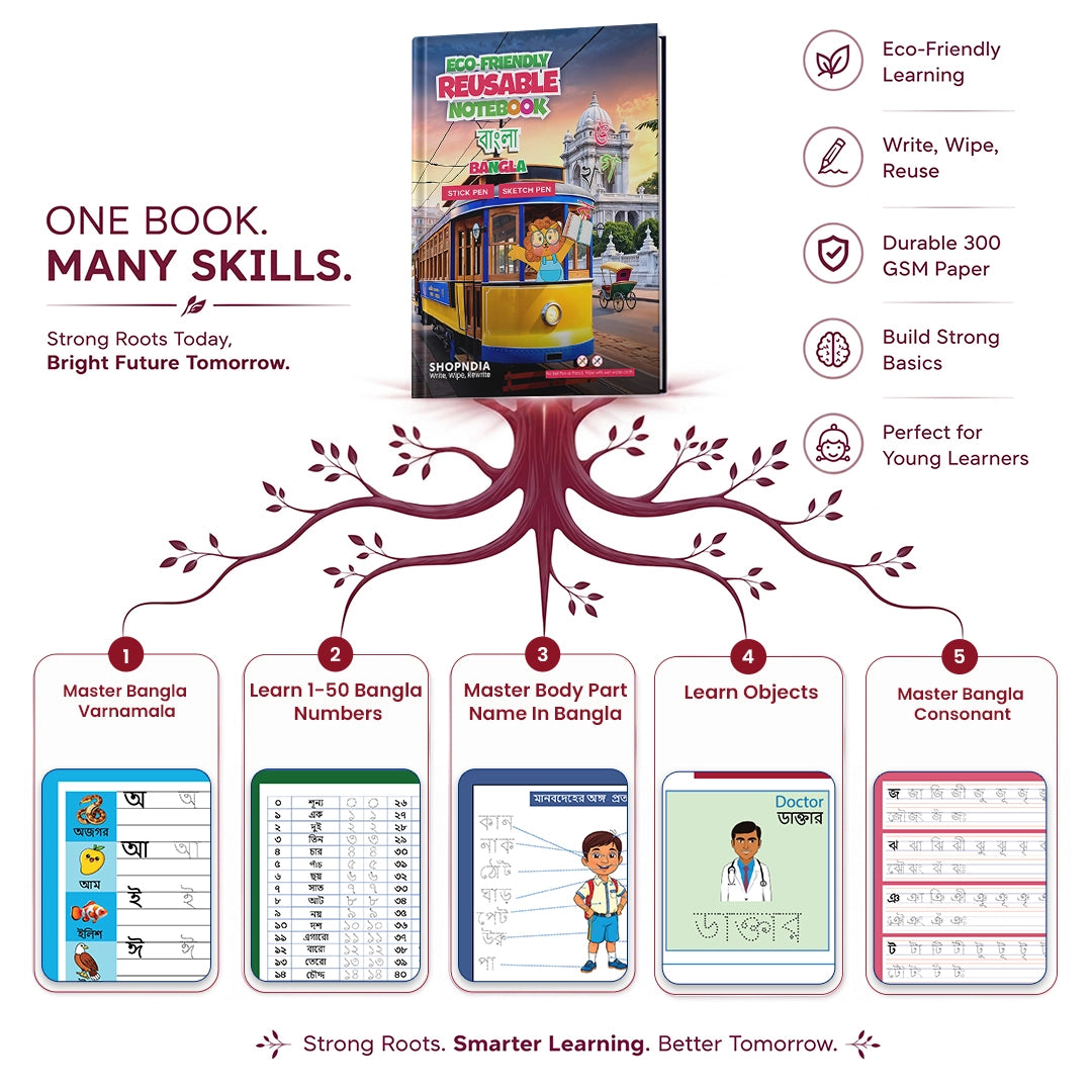 Bangla Combo Eco Friendly Reusable Notebooks for Handwriting & Learning Skills Improvement