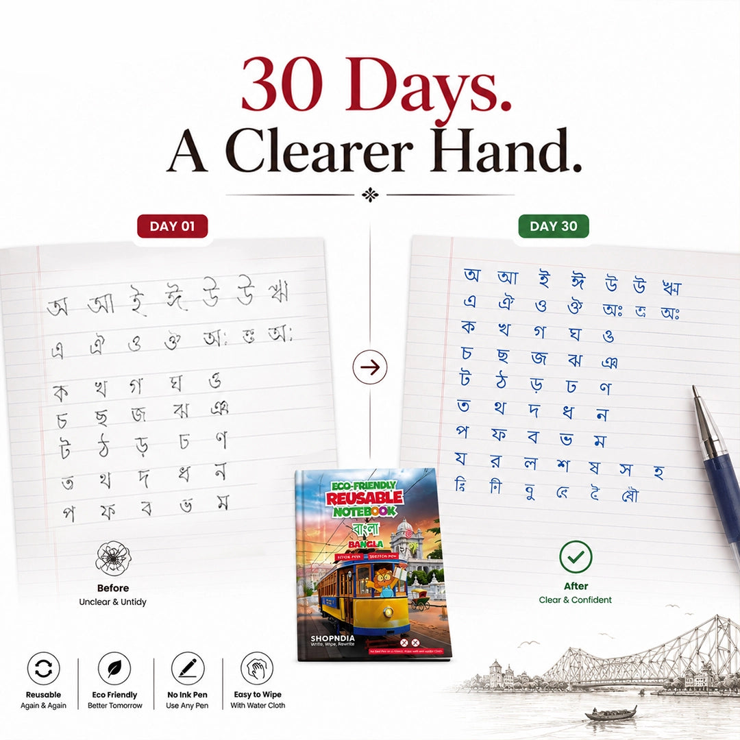 Bangla Combo Eco Friendly Reusable Notebooks for Handwriting & Learning Skills Improvement