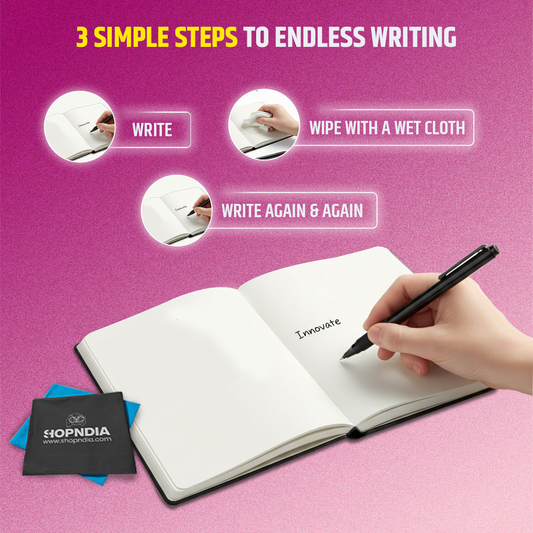 ✨ Shopndia Reusable Endless Diary – Write, Wipe & Rewrite Unlimited Times! ✨