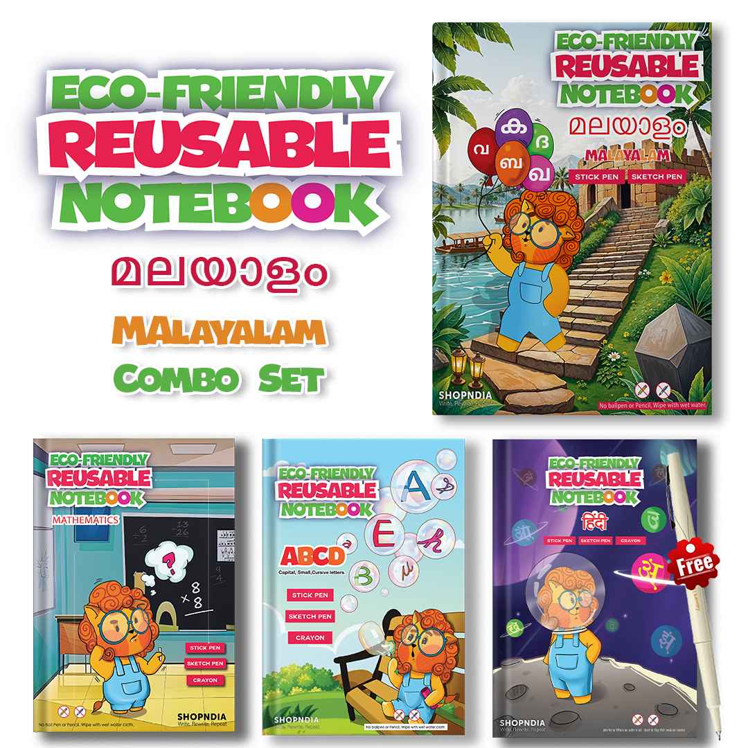 Malayalam Combo Eco Friendly Reusable Notebooks for Handwriting & Learning Skills Improvement