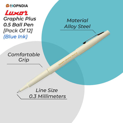 Shopndia Graphic Pen 0.5 – Perfect for Reusable Notebooks | 12-Pack Water-Based Ink