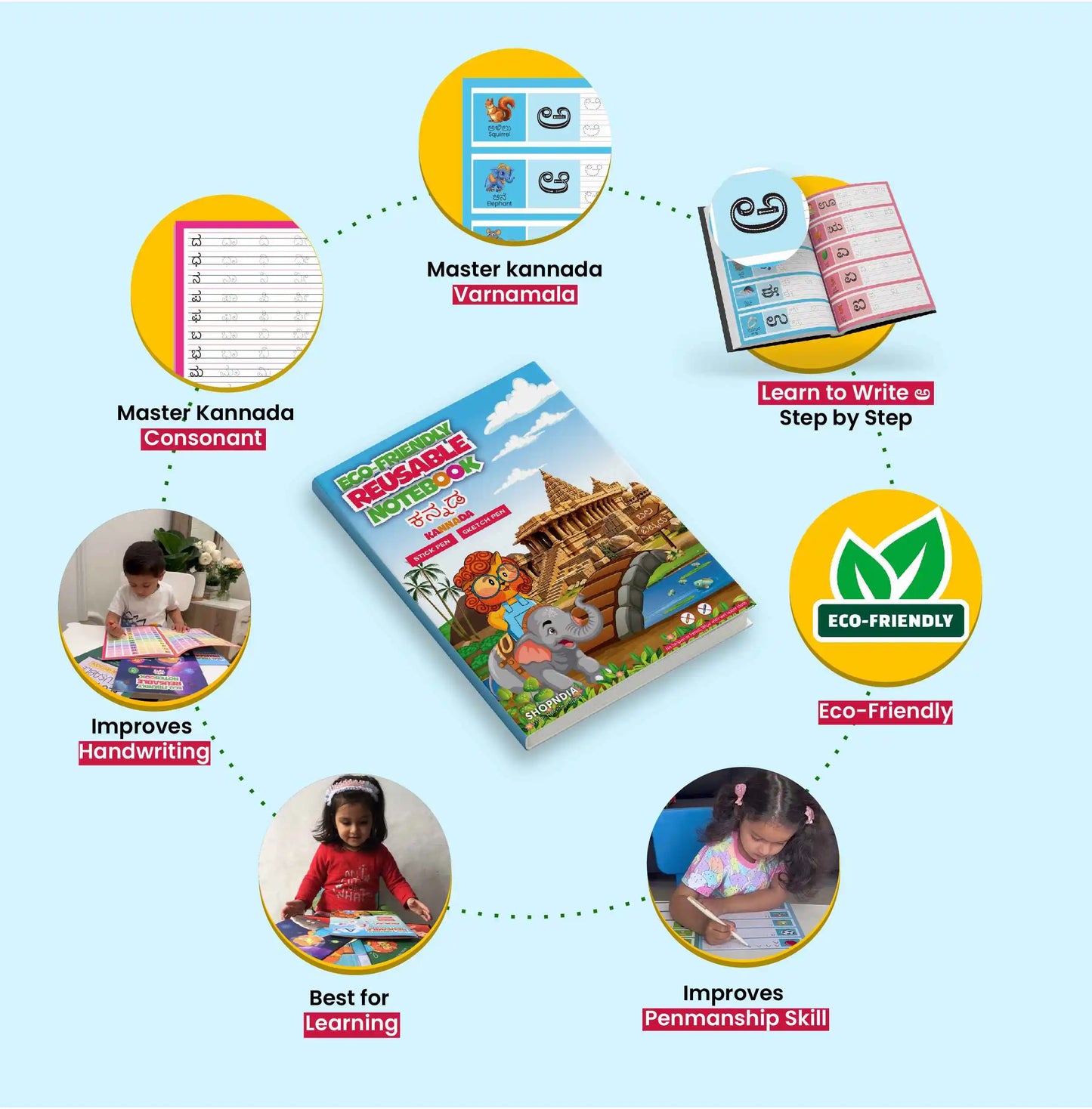 Kannada Combo Eco Friendly Reusable Notebooks for Handwriting & Learning Skills Improvement