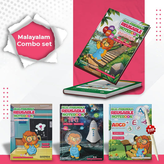 Malayalam Combo Eco Friendly Reusable Notebooks for Handwriting & Learning Skills Improvement