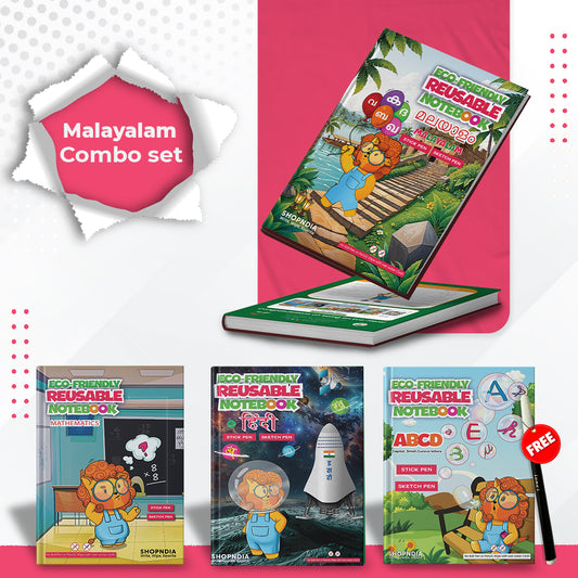 Malayalam Combo Eco Friendly Reusable Notebooks for Handwriting & Learning Skills Improvement