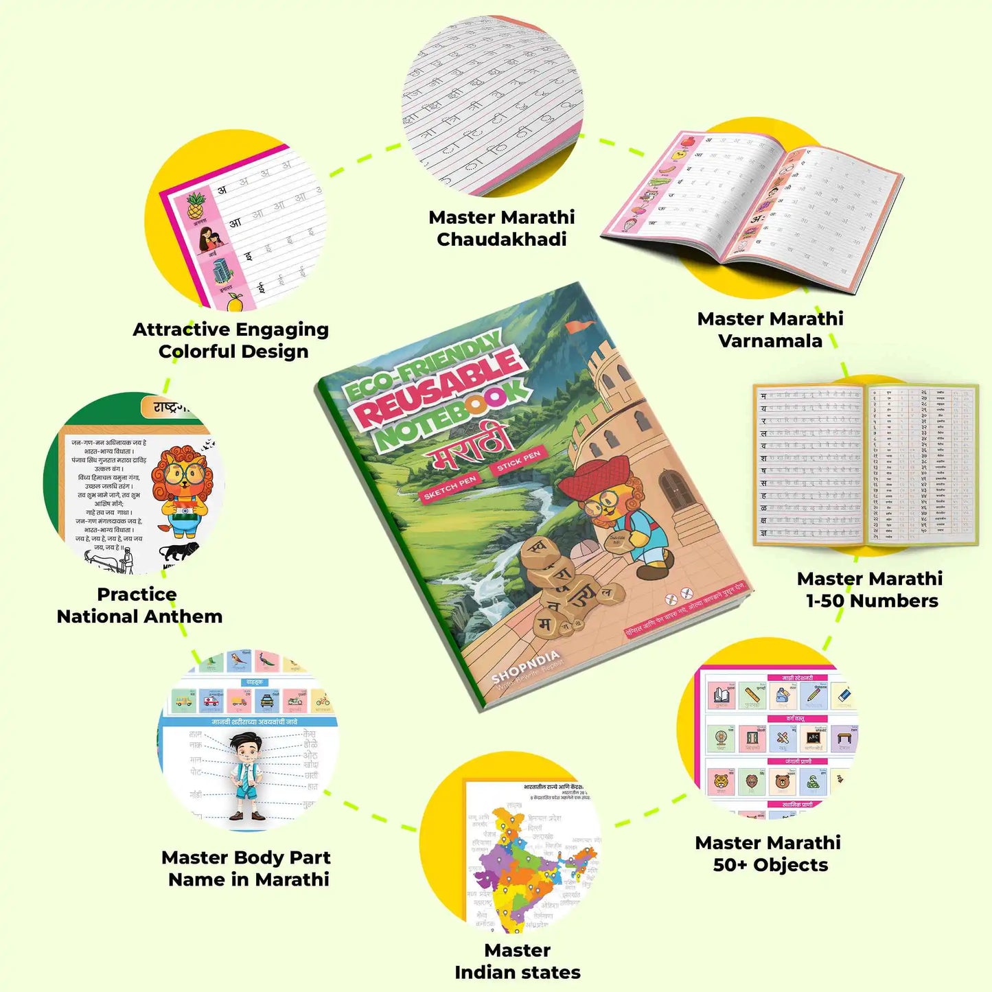 Marathi Combo Eco Friendly Reusable Notebooks for Handwriting & Learning Skills Improvement