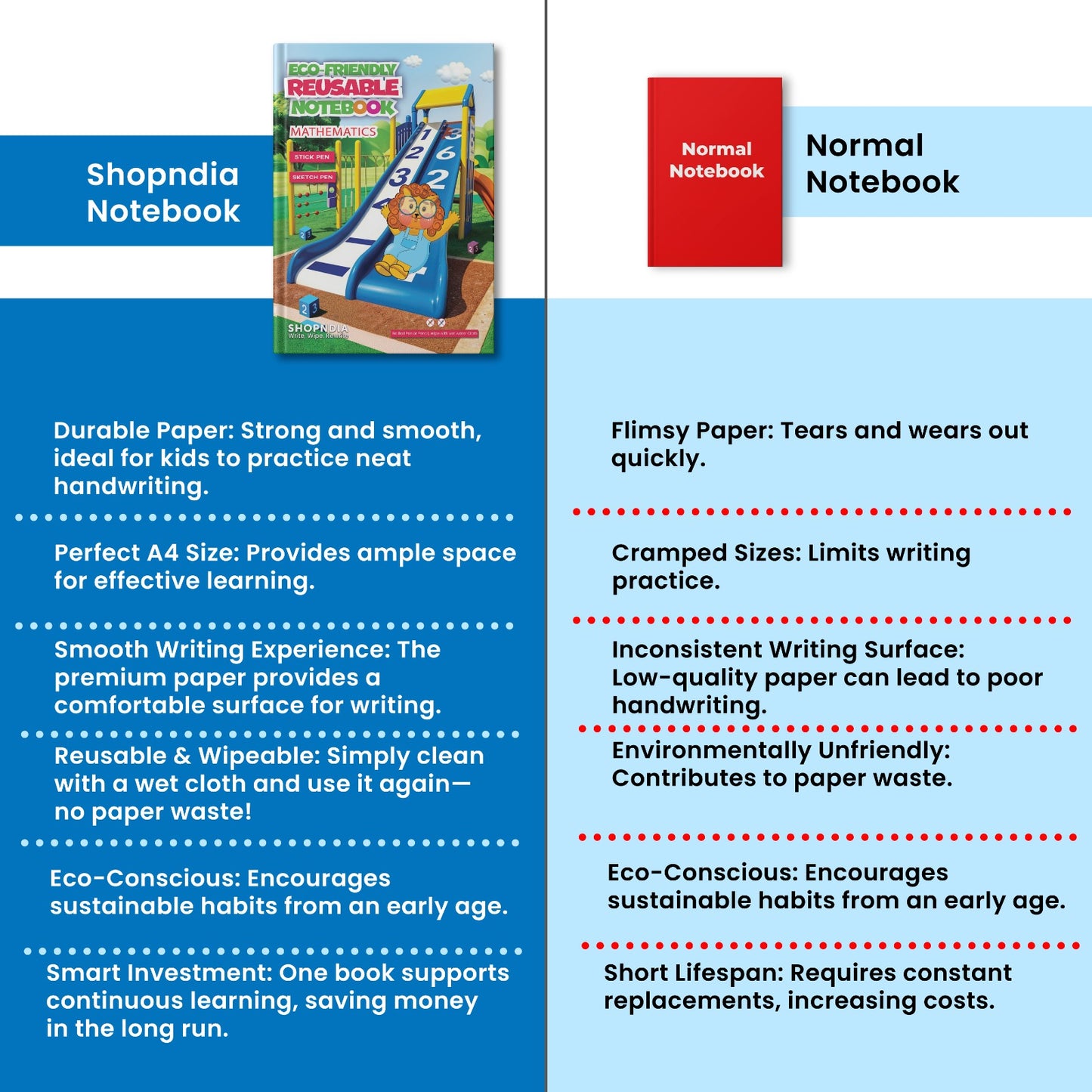 12 Pages Mathematics Eco-Friendly Reusable Notebook – New Version for Kids