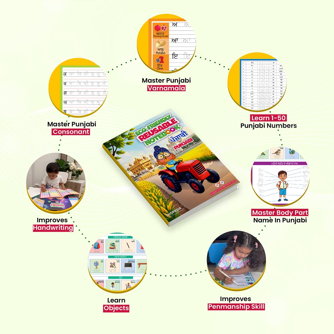 Punjabi Combo Reusable Notebooks for Handwriting & Learning Skills Improvement
