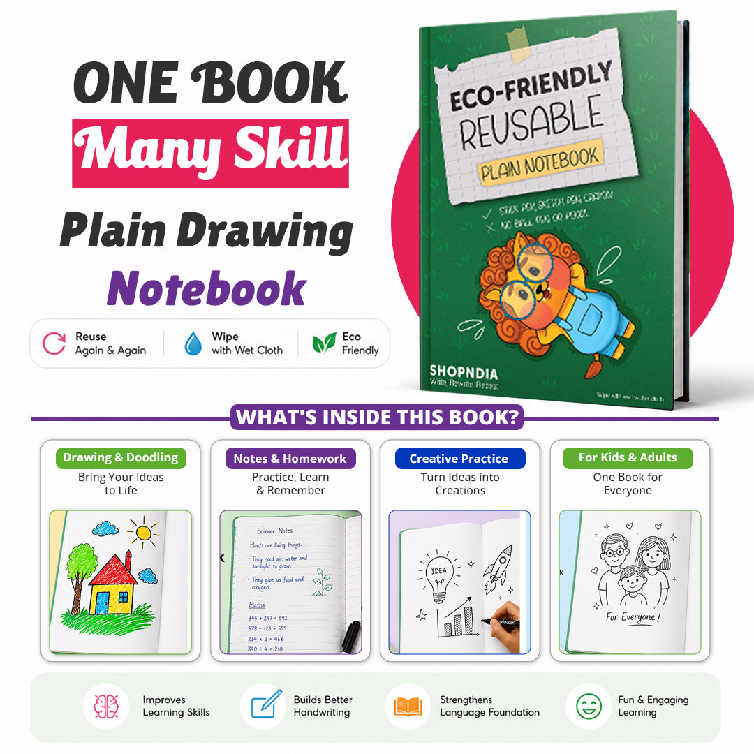SHOPNDIA School Ready Kit – Reusable Tracing & Drawing Book Combo - Teachers Recommended!