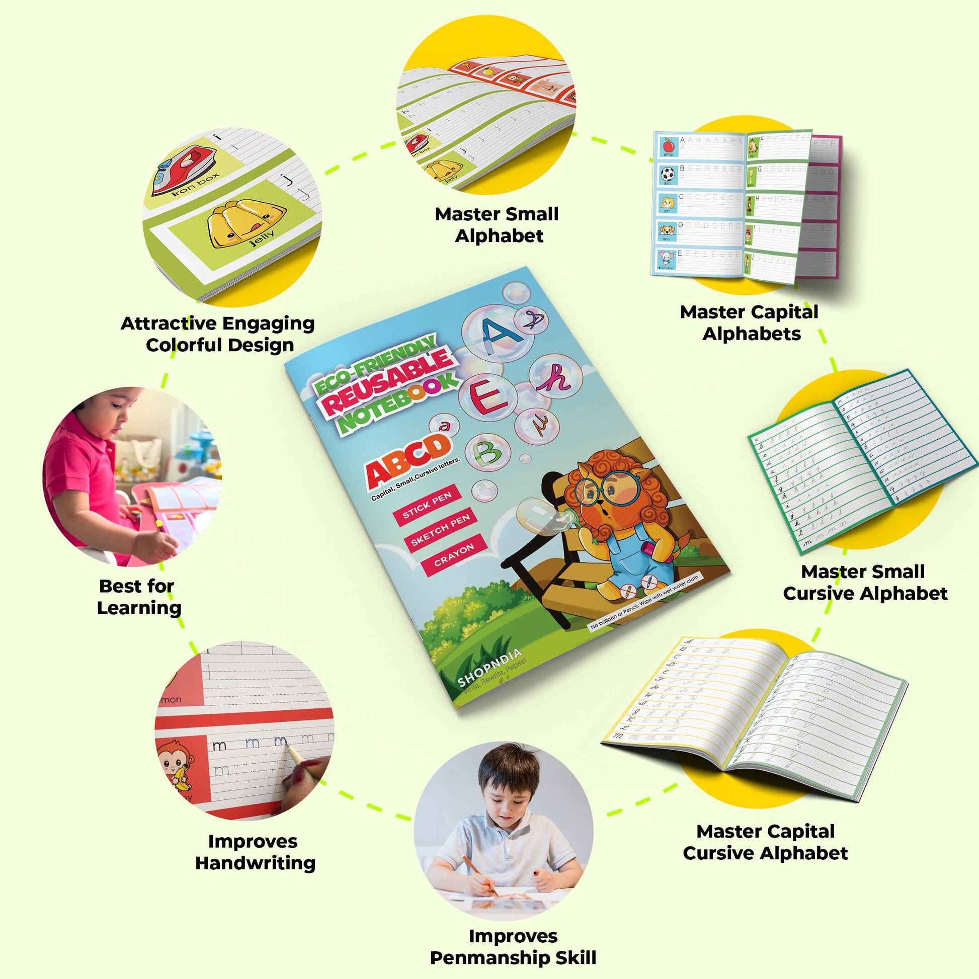 Hindi Combo Eco Friendly Reusable Notebooks for Handwriting & Learning ...
