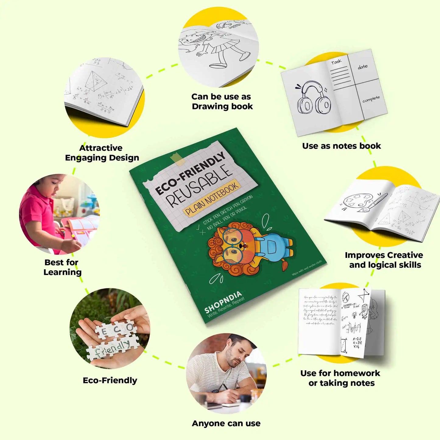 Hindi Combo Eco Friendly Reusable Notebooks for Handwriting & Learning Skills Improvement