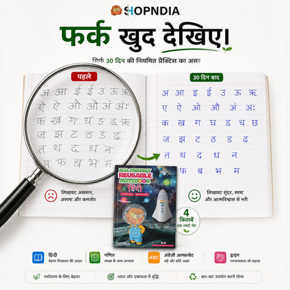 SHOPNDIA Hindi Combo Reusable Notebooks for Handwriting & Learning Skills Improvement - Bestseller