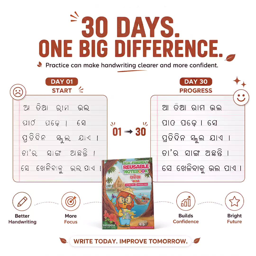Odia Combo Eco Friendly Reusable Notebooks for Handwriting & Learning Skills Improvement