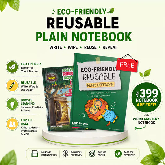 Reusable Word Mastery Beginner Combo - Now Speak English Fluently ( 32 Pages Words Mastery + Plain Notebook+ 1 Pen FREE )