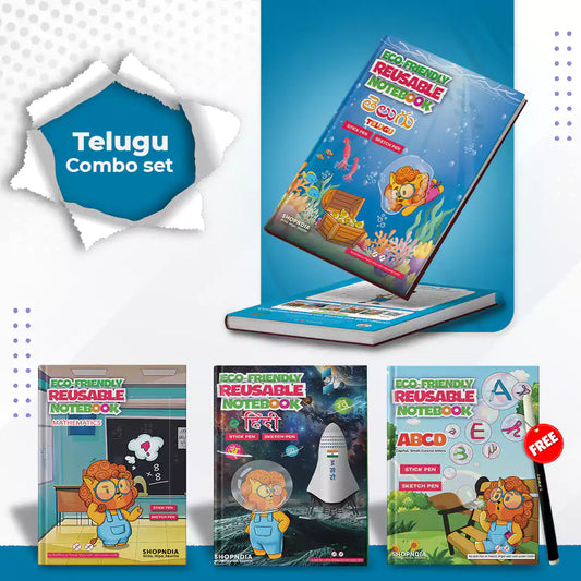 Telugu Combo Eco Friendly Reusable Notebooks for Handwriting & Learning Skills Improvement