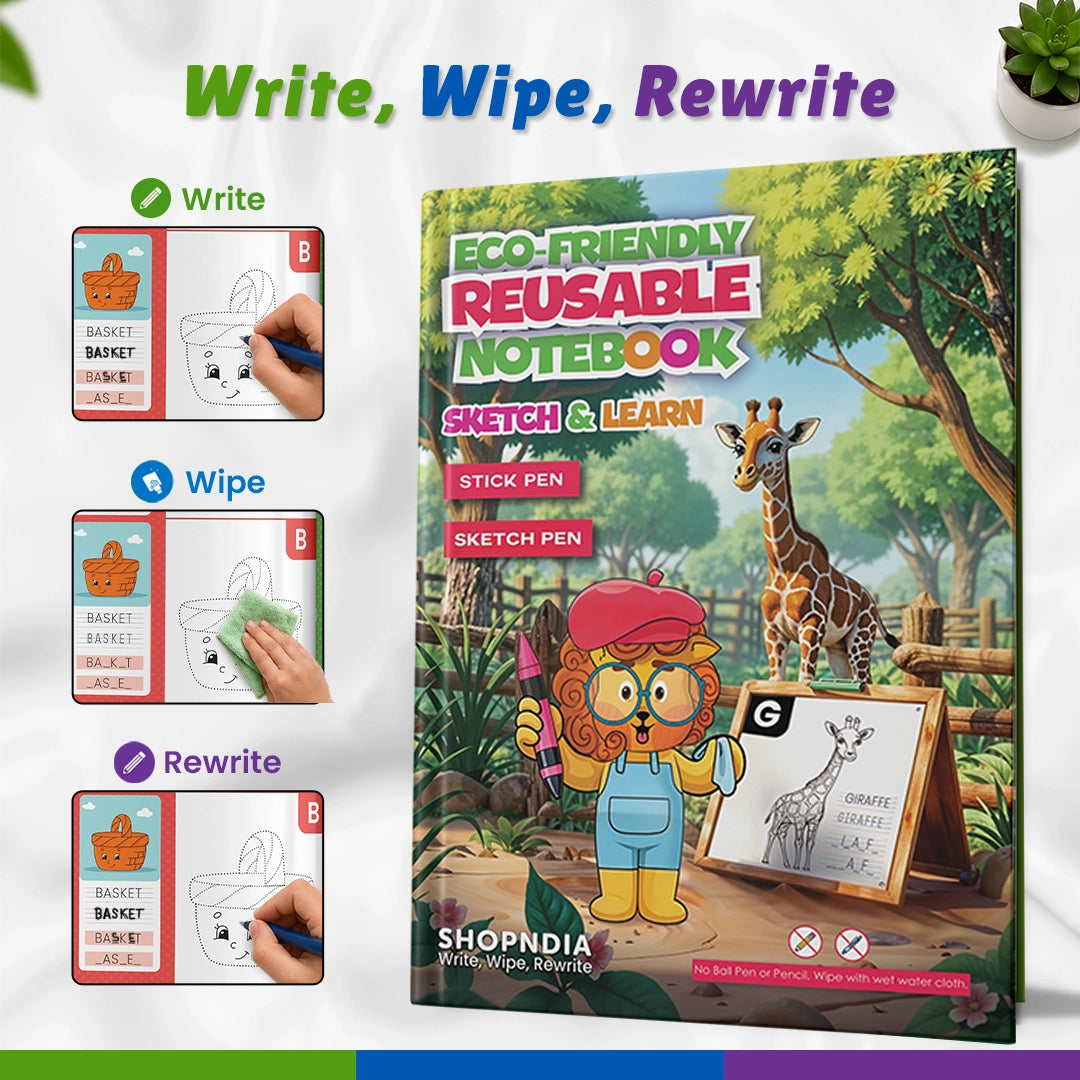 Shopndia's Eco-Friendly Reusable Sketch and Learn Book ( Limited Time Offer)