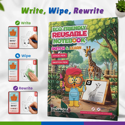 Shopndia's Eco-Friendly Reusable Sketch and Learn Book ( Limited Time Offer)