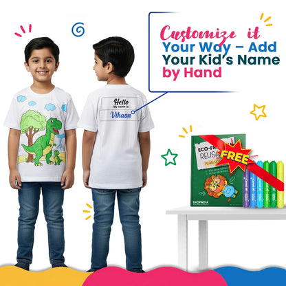 Shopndia Reusable T Shirt , Draw - Wash & Reuse (With FREE Reusable Notebook + Magic 6 Pens)