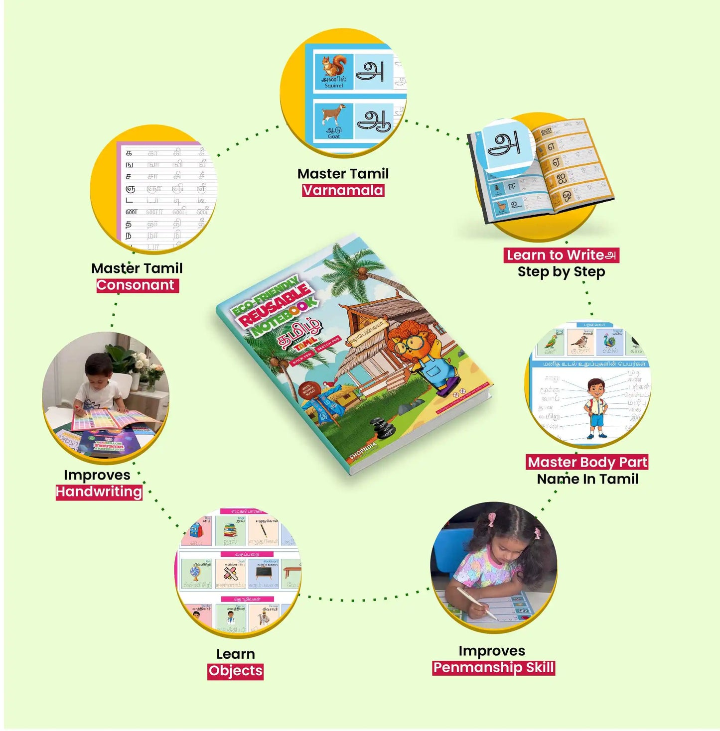 Tamil Combo Eco Friendly Reusable Notebooks for Handwriting & Learning Skills Improvement