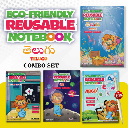 Telugu Eco-friendly Reusable Notebook Combo Set