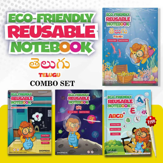 Telugu Combo Eco Friendly Reusable Notebooks for Handwriting & Learning Skills Improvement -AS