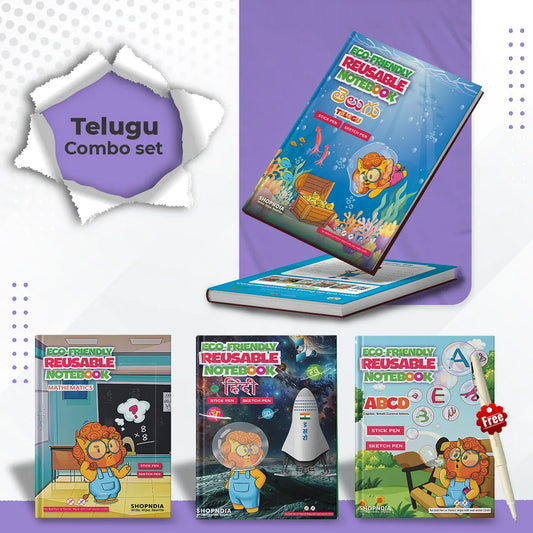 Telugu Combo Eco Friendly Reusable Notebooks for Handwriting & Learning Skills Improvement