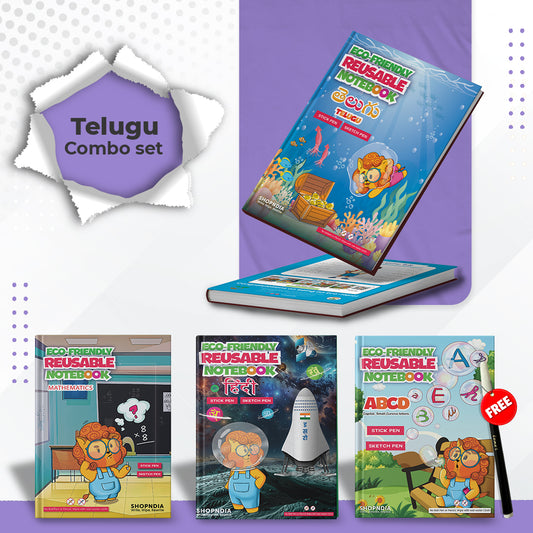 Telugu Combo Eco Friendly Reusable Notebooks for Handwriting & Learning Skills Improvement