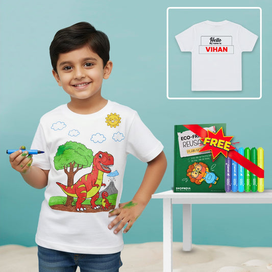 Shopndia Reusable T Shirt , Draw - Wash & Reuse (With FREE Reusable Notebook + Magic 6 Pens)