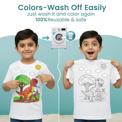Shopndia Reusable T Shirt , Draw - Wash & Reuse (With FREE Reusable Notebook + Magic 6 Pens)