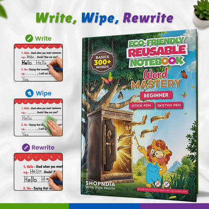 Word Mastery Beginner – Eco-Friendly Reusable Book to Master 300+ Basic English Words