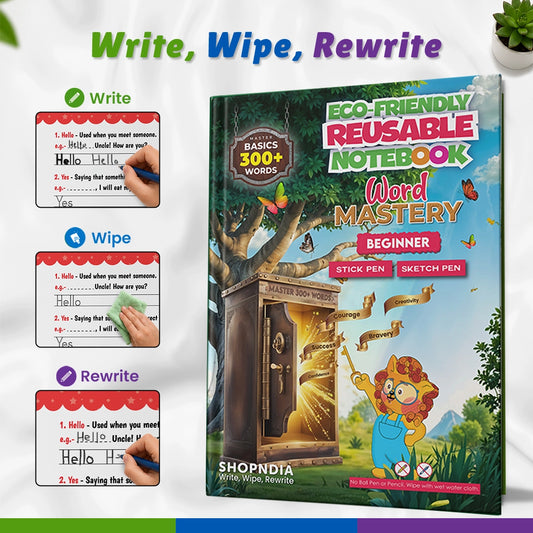 Word Mastery Beginner – Eco-Friendly Reusable Book to Master 300+ Basic English Words
