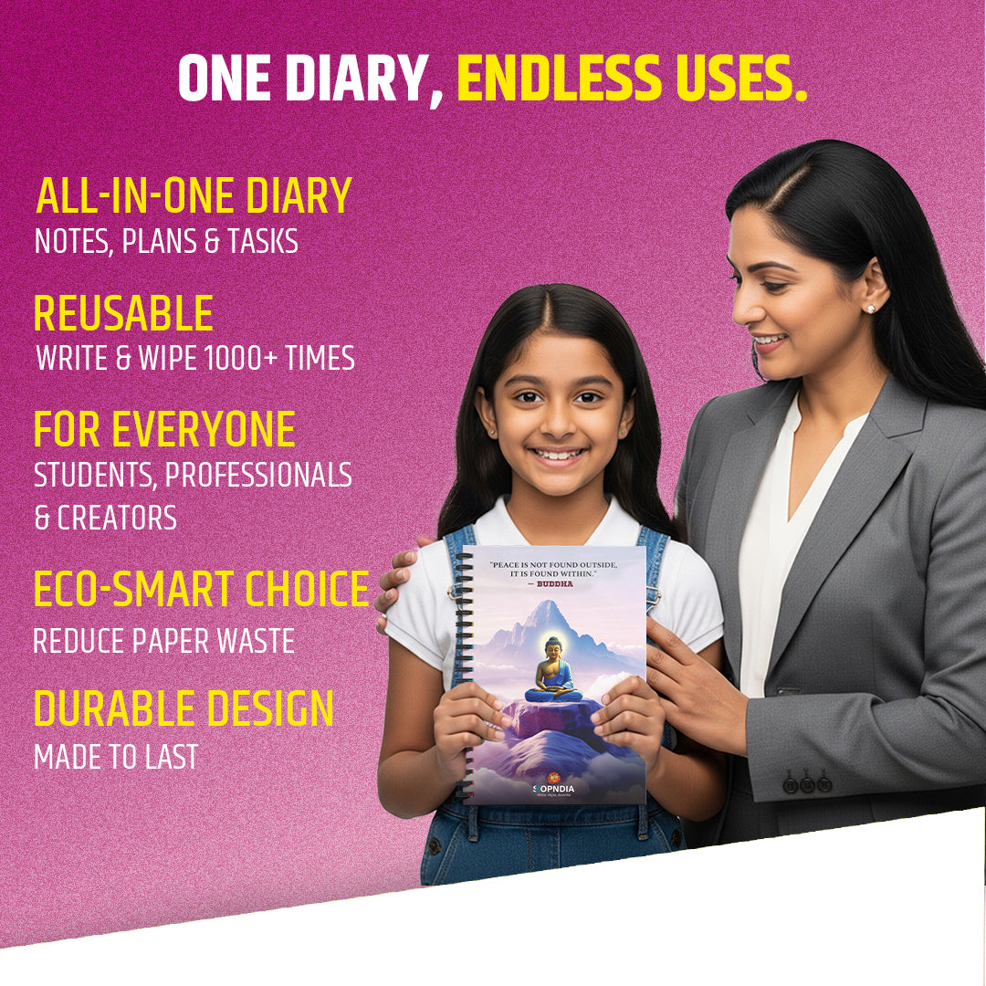 ✨ Shopndia Reusable Endless Diary – Write, Wipe & Rewrite Unlimited Times! ✨