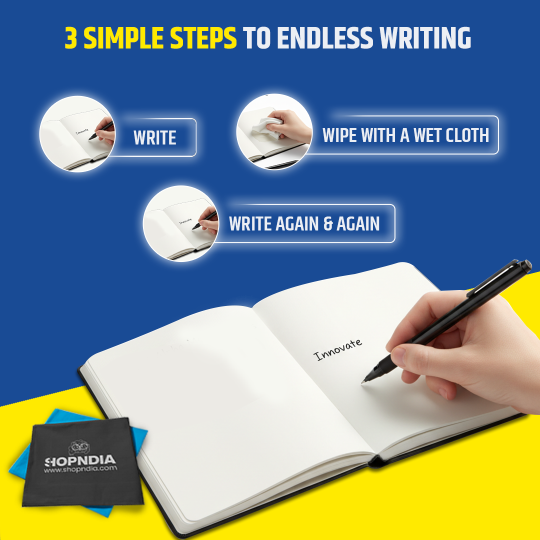 ✨ Shopndia Reusable Endless Diary – Write, Wipe & Rewrite Unlimited Times! ✨