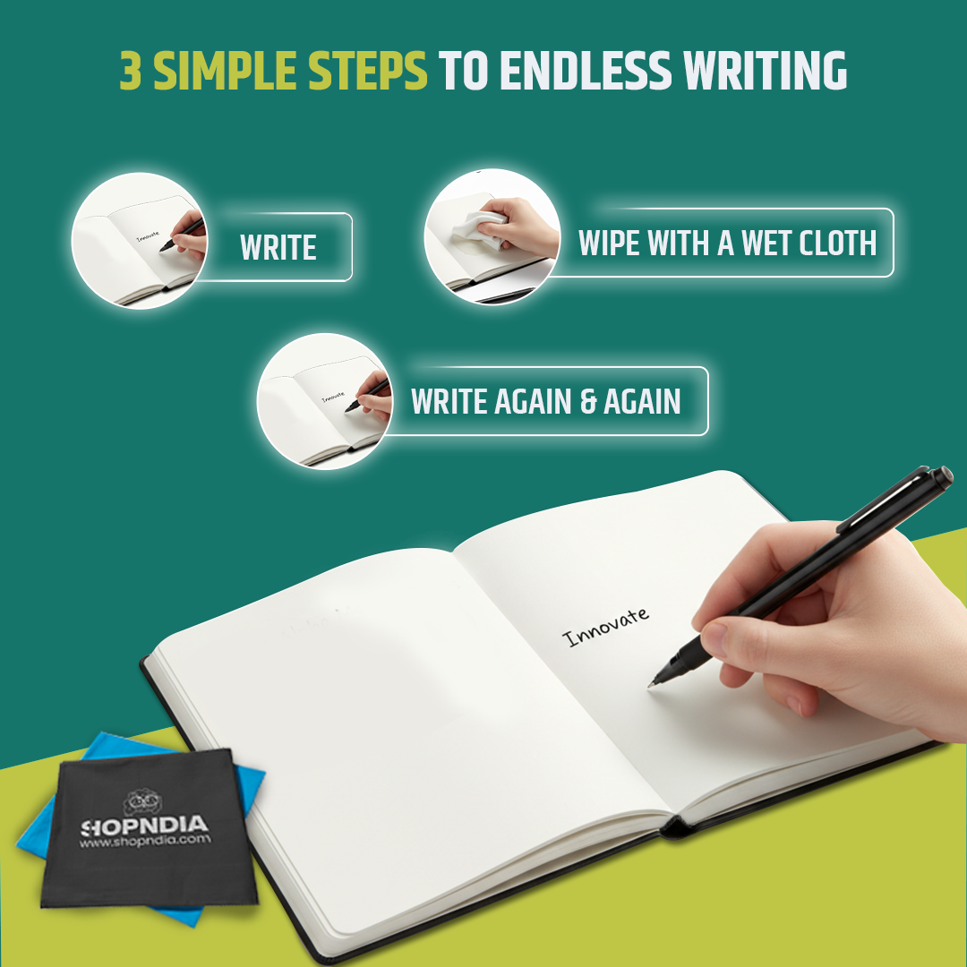 ✨ Shopndia Reusable Endless Diary – Write, Wipe & Rewrite Unlimited Times! ✨