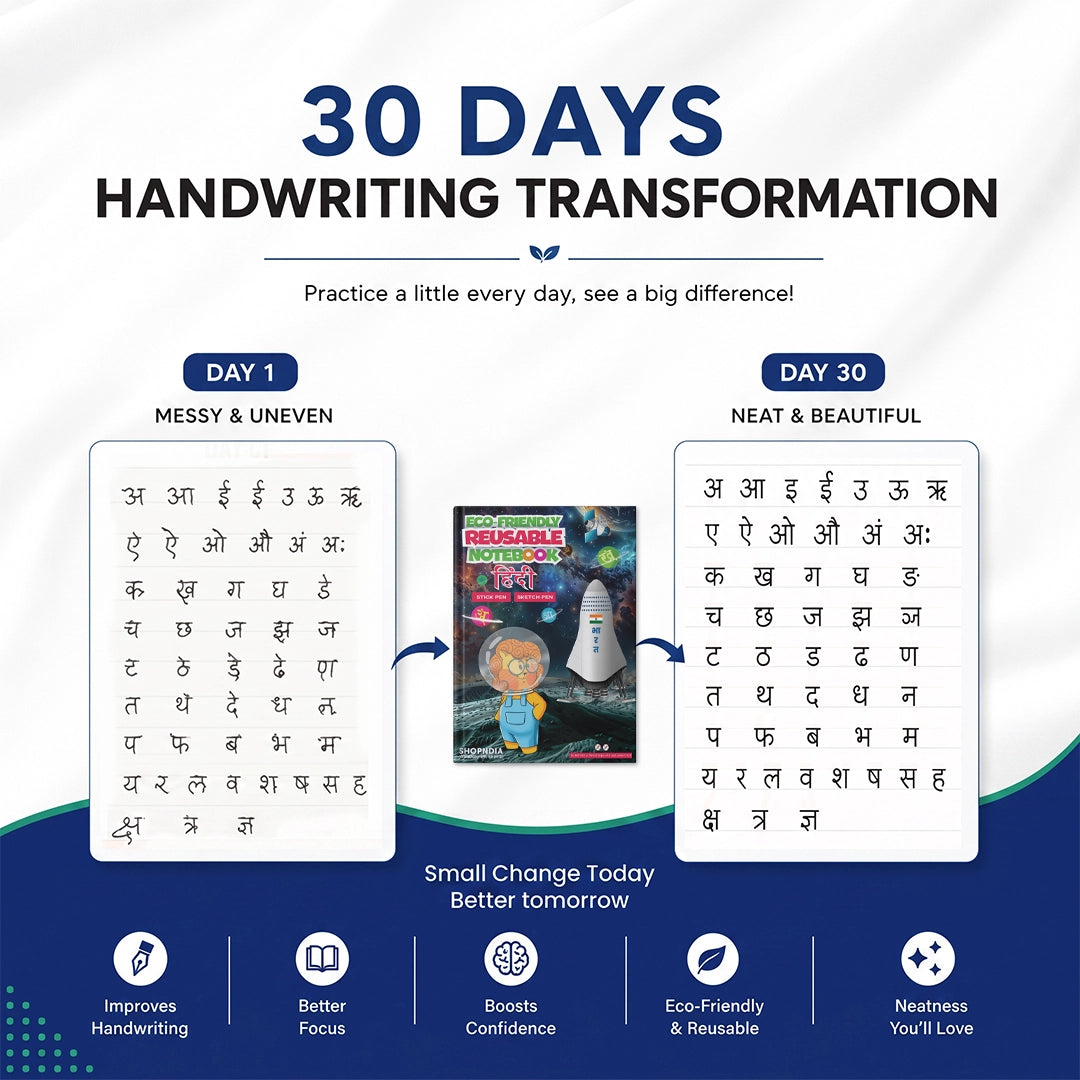 SHOPNDIA Hindi Combo Reusable Notebooks for Handwriting & Learning Skills Improvement - Bestseller
