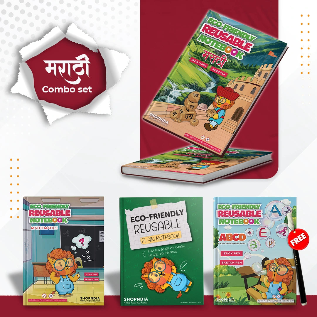 Reusable Notebooks for Kids Handwriting Improvement - Marathi Combo - Set of 4